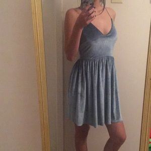 Blue velvet strappy dress
